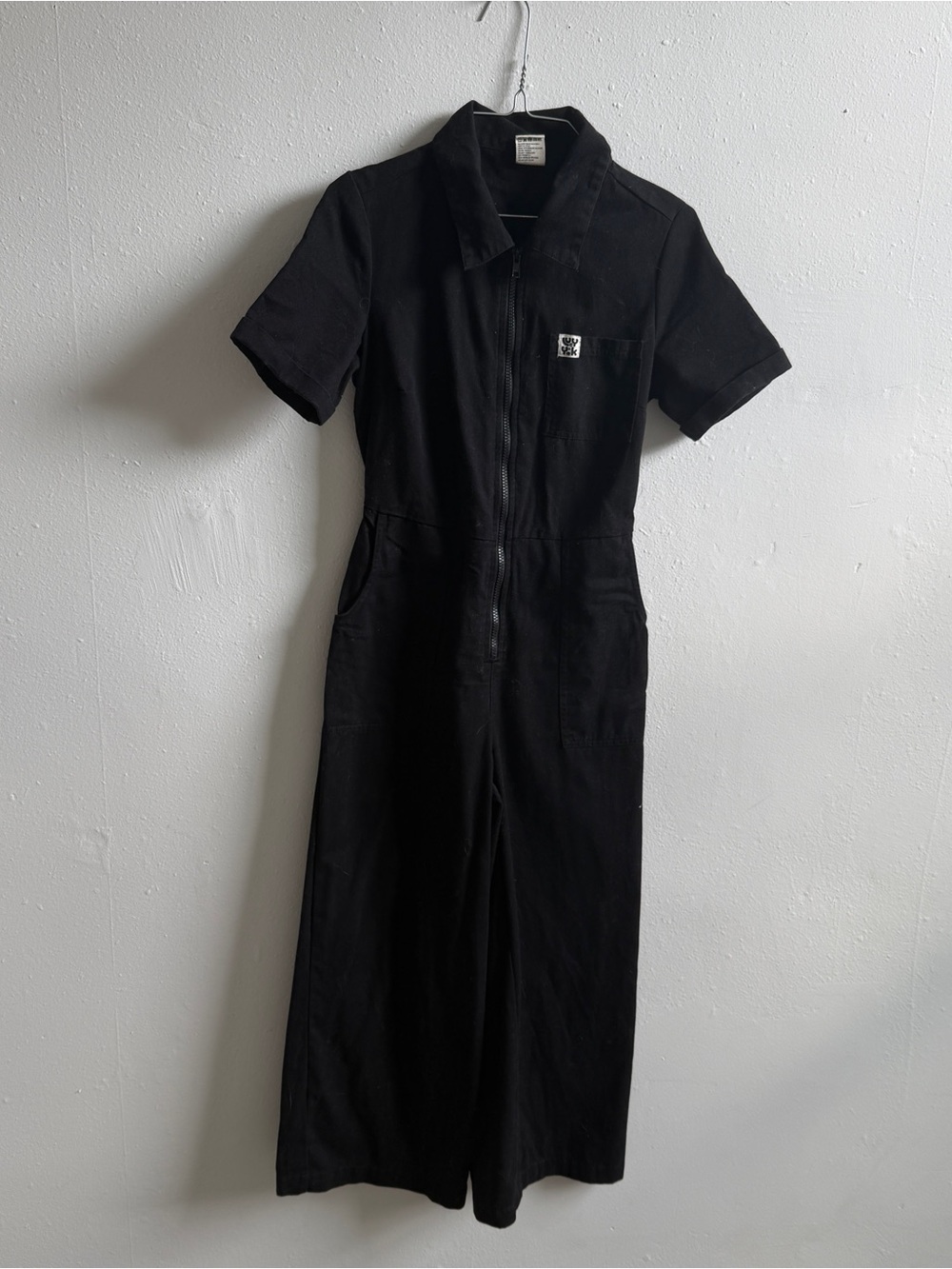 Lucy & Yak Black Short-Sleeve Cotton Jumpsuit in UK 6/US 2